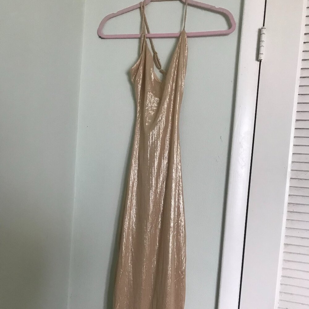 Slit golden cutout goddess dress s